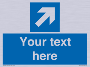 Custom Mandatory directional sign, blue arrow up and right